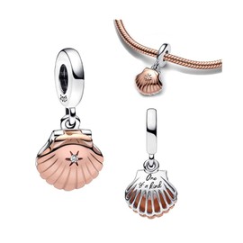 PANWOB 2023 Sea Shell Treated Freshwater Cultured Pearl Dangle Charm for Women Bracelets Necklaces in 925 Sterling Silver,Mother