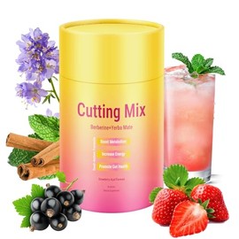 Cutting Mix Drink Powder– Supports Satiety Signaling, Support Overall Health with Prebiotic Formula,Berberine, Chromium, Yerba Mate & 5-HTP,Strawberry Açaí,30 Sticks