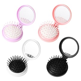 4 Stück Runder Klappkamm, Kamm Mit Spiegel, Tragbarer Kamm, Süßer Mini-Kamm, Luftkissenkamm