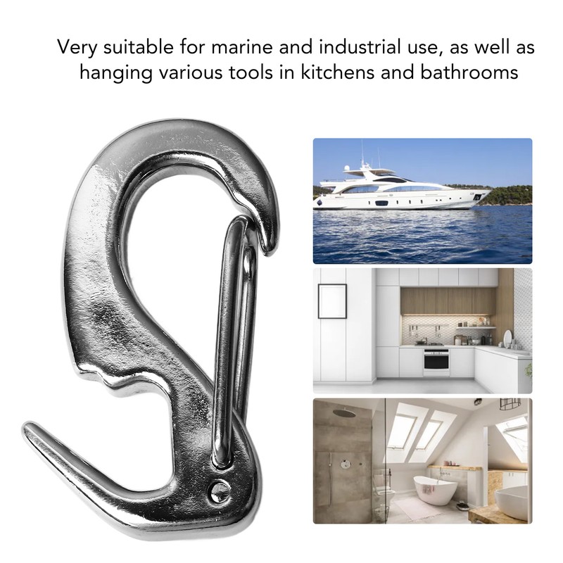 2 Pcs Stainless Steel Spring Hook 65mm Rust Prevention Spring