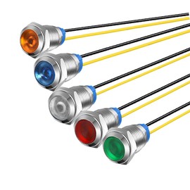 Gebildet 5 x 10 mm 230 VAC LED Metal Indicator Light Waterproof Signal Lamp (Green, Orange, Red, Blue, White, 5 Pieces)