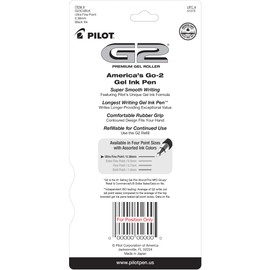 Pilot, G2 Premium Gel Roller Pens, Ultra Fine Point Gel Pens 0.38 mm, Pack of 4, Black