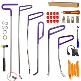 WEILUXU 34pc Professional Car Dent Repair Tools, Auto Body Removal Rods Kit,Paintless Dent Repair Rods, Manganese Steel Dent Rods for Minor Dents, Door Dings and Hail Damage