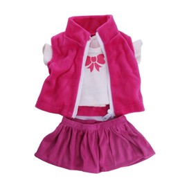 NIXNUT Doll Clothes Winter Outfit Jacket Vest Top with Bowknot Pattern Skirt for American Girl Doll 18 Inch