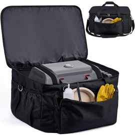 NOELIFE 6mm Padded Carry Bag for Charbroil Grill2Go X200 Tabletop Grill, 360° Lined with PE Foam, 1 burner Portable Propane Gas Griddle Carrying Case with Pockets for Outdoor Accessories (Bag Only)