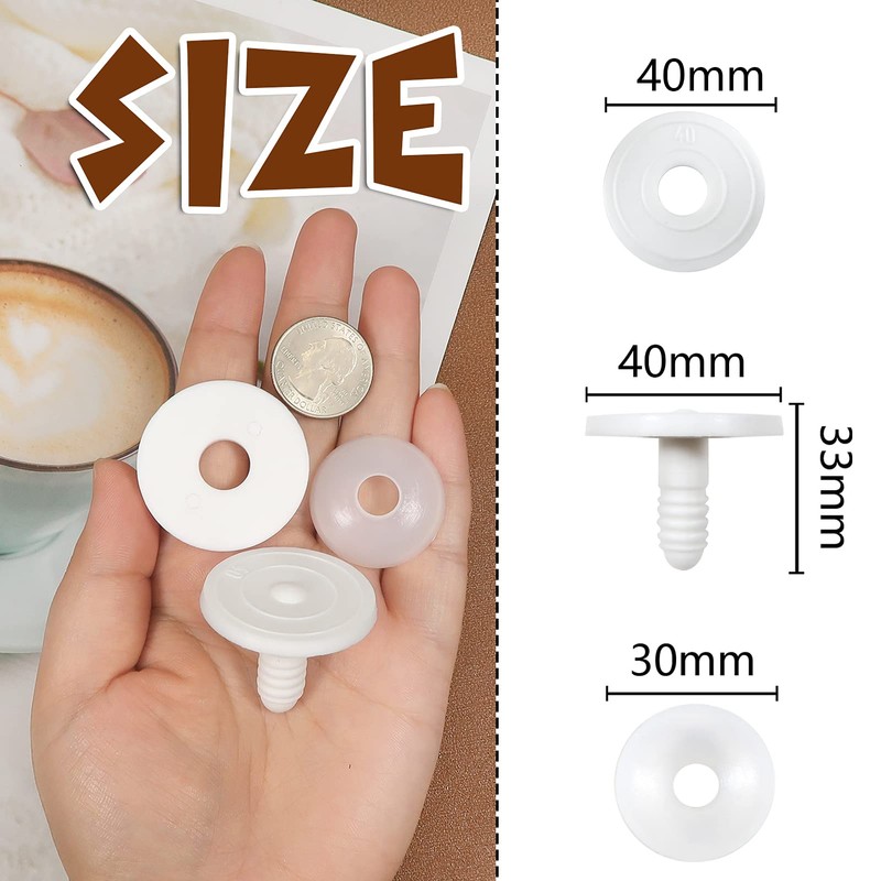 TOAOB 20 Set 40mm Doll Joints White Plastic Animal Joints