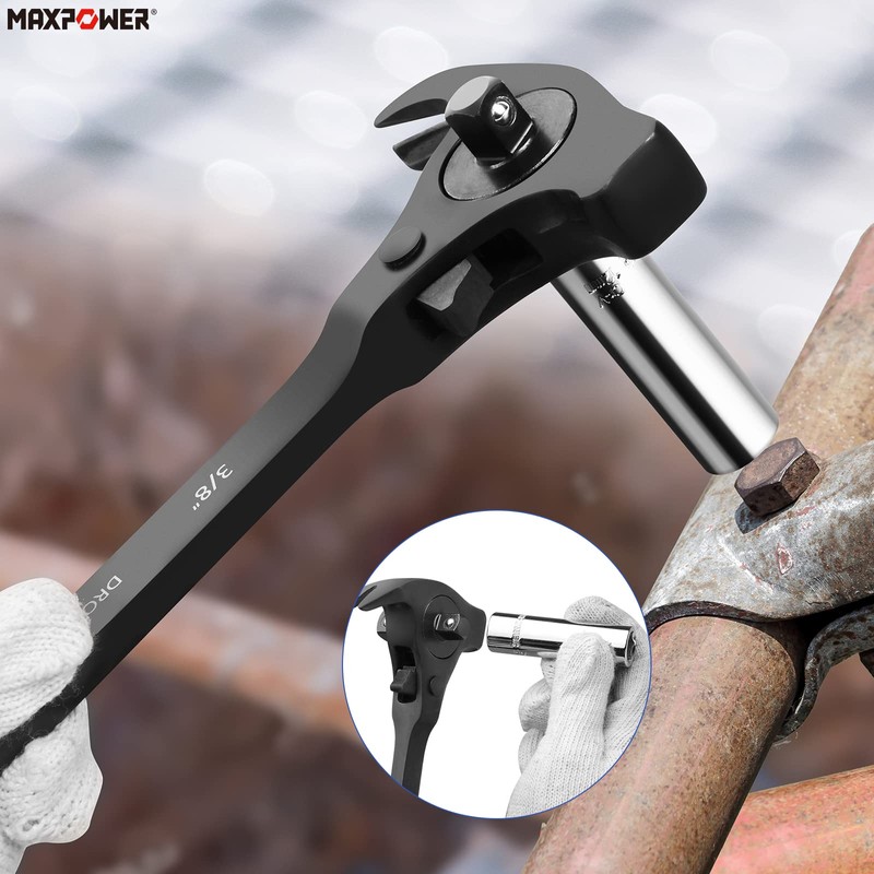 MAXPOWER 1/2" and 3/8" Drive Scaffold Ratchet Wrench, Podger Spanner