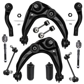 Detroit Axle - 12pc Front End Suspension Kit for Ford 2006-2010 Fusion, 2007-2009 Lincoln MKZ, 2006 Zephyr, 2006-2009 Mercury Milan, Upper Control Arms Tie Rods Boots Front Rear Sway Bars Replacement