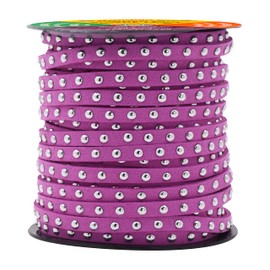 Mandala Crafts Faux Suede Cords Lavender Leather Cords for Jewelry Making - 20 Yds Studded Leather Laces Strips Flat Vegan Leather Strings Leather Trims & Rivets