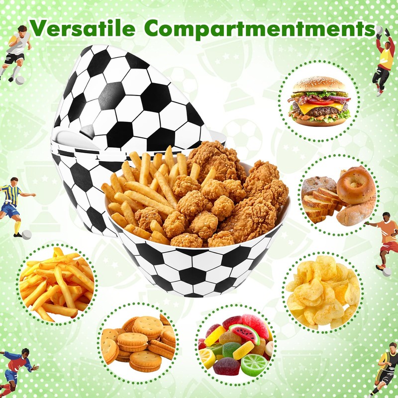 4-Pack Large Soccer Serving Bowls, Reusable 9.45" Melamine Snack Bowls