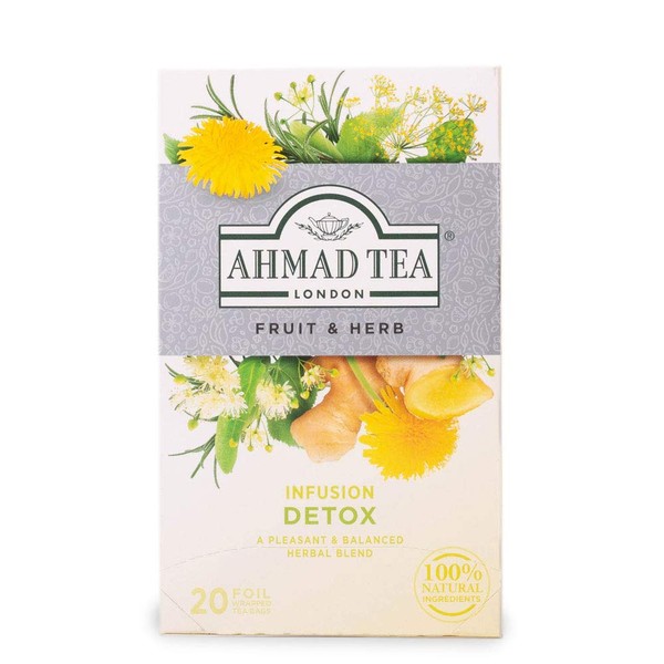 Ahmad Tea Fruit and Herb Cleansing Detox 20 Foil Teabags (Pack of 6) (1366/1111)