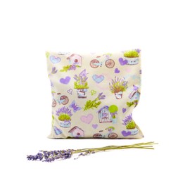 Lavender Cushion – Colourful with Heart – Hand Stitched with 85 g Lavender Flowers from Provence – Lavender Pillow