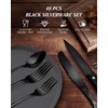 Aswwid 48 Pieces Black Silverware Set for 8, Retro Royal