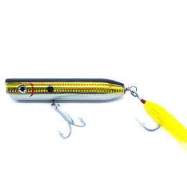 SEASKY 5 1/2” 57g Popper Saltwater Lure Handmade Wood Bait Trolling Fishing Lure (Black Gold)