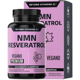 NMN + Resveratrol 99% + Betaína HCL + Quercetina Extracto | Beyond Vitamins | Producción de NAD+ | VCaps Cápsulas de tecnología Vegana | Premium Blend para 2 meses, 60 cápsulas
