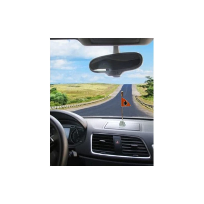 Khanda (Nishan Sahib) Flag for Car Dashboard and tabletop -