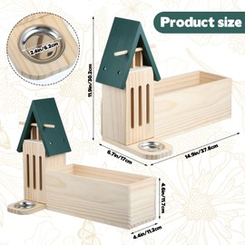 Wooden Butterfly House and Feeder with Flower Pot with Drainage Holes, 3-in-1 Natural Butterfly Habitat Butterfly House for Garden Outside Decor