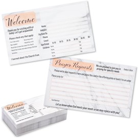 100 Pack Prayer Request and Welcome Cards for Church Visitors, Double Sided, Marble Designs (3 x 5 in)