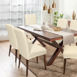 MEIVINES Chair Covers, Set of 4 Swing Chair Covers for Chairs for Swing Chairs, Chair Covers, Beige, for Living Room, Dining Room, Bar, Hotel, Banquet (Beige)