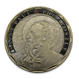 Aizics Mint St Paul Coin, Paul The Apostle Catholic Challenge Coin, Religious Coin Collectibles, Bronze Iron Plated, 38mm x 2mm
