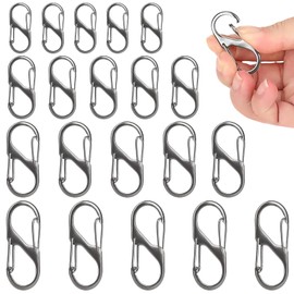 20 Pcs Small Carabiner Clip, Dual Spring S Carabiner, 4 Sizes Mini Carabiner Clip, Small Carabiner for Camping Outdoor (Gun)