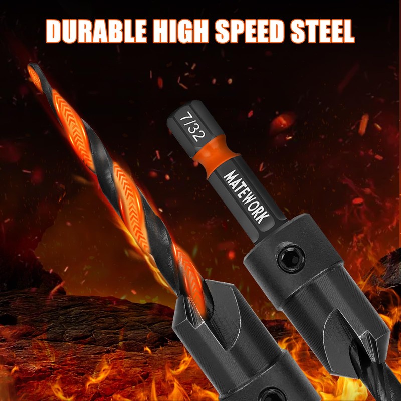 Countersink Drill Bit Set, 15PCS M2 Cobalt HSS Woodworking Tool
