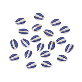 PATIKIL Cowrie Sea Shells, 20 Pcs Blue, White Smooth Oval Seashells Beads Natural Cowrie Beach Shells Decoration Craft Bead for DIY Bracelet Jewelry Crafting