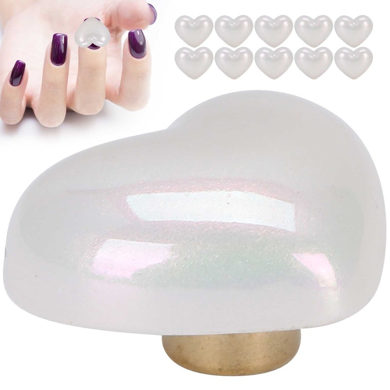 10pcs Heart Beads Imitation Pearls Beads Nail Art Decoration DIY