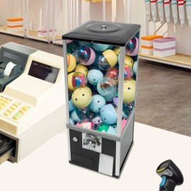 LyeXD 25 Inch Candy Gumball Vending Machine, Big Toy Capsule Vending Machine Countertop Candy Gumball Machine Bank with Keys, Pinball Vending Machine for 250 1.77“ or 1000 1.06” Ball, Black