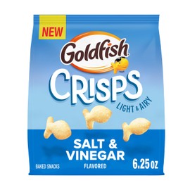 Goldfish Crisps Salt & Vinegar Flavored Baked Chip Cracker Snacks, 6.25 Oz Bag