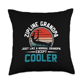 Zipliner Gift Ideas For Zipline Grandpa Vintage Men Grandfather Ziplining Throw Pillow, 18x18, Multicolor