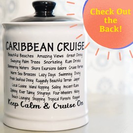 Cottage Creek Caribbean Cruise Fund Piggy Bank, Cruise Essentials Candy Jar, Vacation Fund Travel Jar