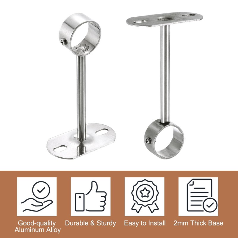 sourcing map 4 Pcs Ceiling Mount Bracket, Wardrobe Pipe Bracket,