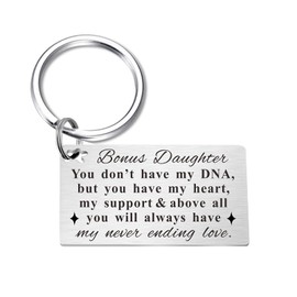 TGCNQ Bonus Daughter Gifts Stepdaughter Keychain - Bonus Daughter Keepsake Stepdaughter Gifts