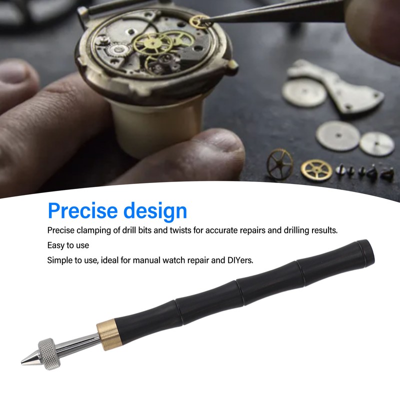 Pin Vise Hand Drill Wooden Handle Comfortable Grip Portable Pin