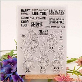 Welcome to Joyful Home 1pc Gnome Sweet Merry Christmas Clear Stamp for Card Making Decoration and Scrapbooking