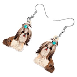 RAIDIN Acrylic Cute Shih Tzu Dog Dangle Drop Earrings for Women Girls Sweet Puppy Pets Hook Earrings Jewelry Gifts for Dog Lovers Charms (Blue)