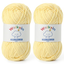 Cotton Yarn for Crocheting - 262.4yds / 3.52oz Baby Yarn for Crocheting Soft - 100% Milk Cotton Yarn 5 Ply Crochet Amigurumi Yarn for Crafts&Puzzle/Socks/Hats(2 Light Yellow)