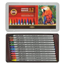 Koh-I-Noor Hardtmuth Progresso Watercolour, Set of Woodless Watercolour Coloured Pencils 8782 12 Pieces by Koh-I-Noor Hardtmuth