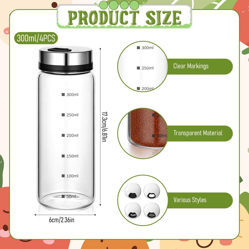 4Pcs 10 oz Large Salt & Pepper Shakers