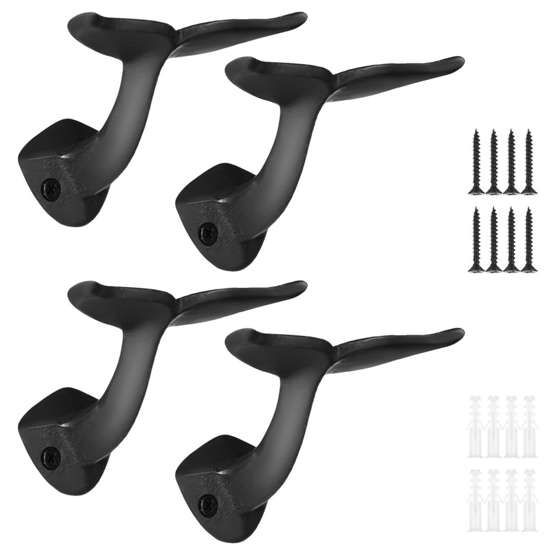 OMISTAR 4 PCS Whale Tail Wall Hooks, Rustic Metal Wall