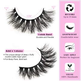 QUNETY Lashes False Eyelashes Wispy Cat Eye Lash Strips Short Volume Fake Mink Eyelash Natural Look 14 Pairs Fluffy Strip Lashes Pack 6-13mm Cateye Full Thick Pestañas for Women