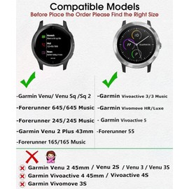 OTOPO Elastic Bracelet for Garmin Venu/Sq/Sq 2/Forerunner 165/55/645/245 Music, 20 mm Nylon Sports Bracelet for Garmin Vivomove HR/Sport, Vivoactive 5/Vivoactive 3 Music