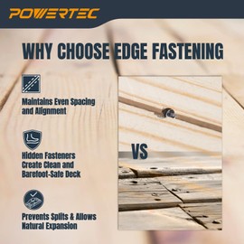 POWERTEC Edge Deck Screw Jig with 3 Board Spacing Options, and T15 Torx Bit, Hidden Fastener Deck Tool for Wood & Composite Decking (72184)