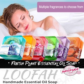 Easilydays Organic Lavender Essential Oil Soap, Natural Exfoliating Loofah Soap Bar Gentle Clean, Acne Removal, Fade Scars, Oil-Control Moisturizing Bath Bar Soap, Plant Oil Body Bath Soap, Lavender