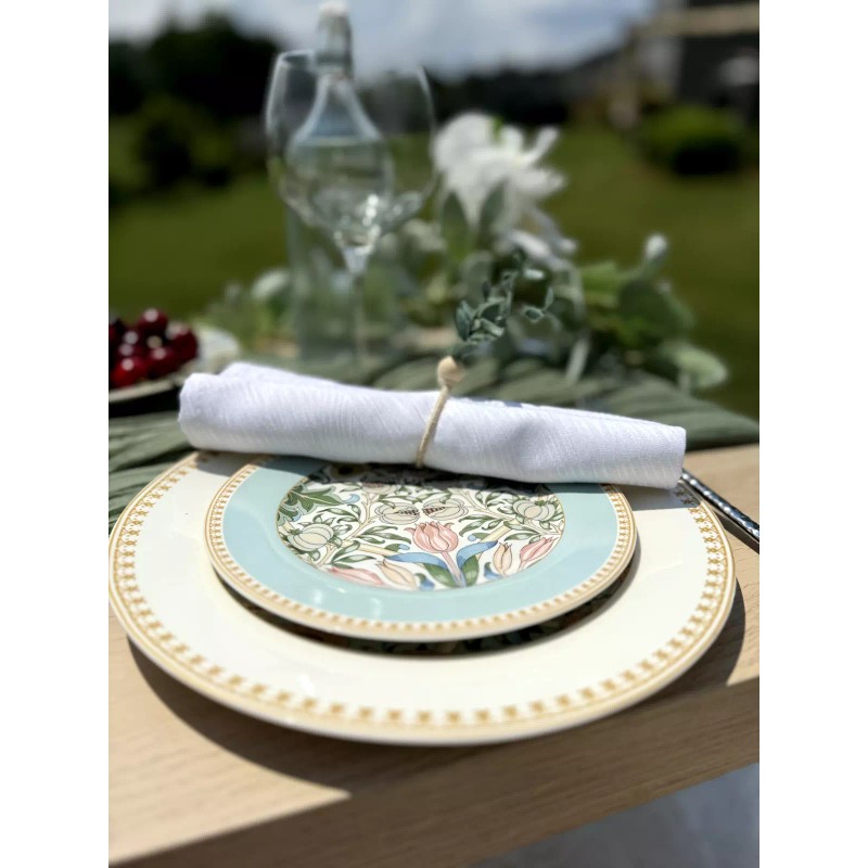 SET OF 6 Morris Garden Porcelain Dessert Plates Floral Bone