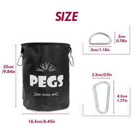 Aieino Aieino Large Peg Bag with Drawstring, Hanging Snap Hook - Storage Bag up to 200 Clothes Pegs for Hanger Clips Washing Line Waterproof Weather Resistant, Black