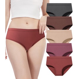 BAMBOO COOL Womens Underwear, Moisture-Wicking Briefs, Soft and Breathable Panties, Mid Waist, 5-Pack