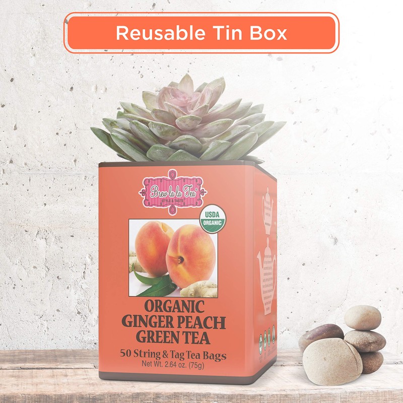 Brew La La Organic Green Tea - Natural Ginger Peach