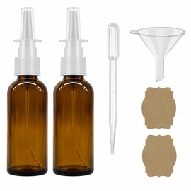 Botella de spray nasal de vidrio ámbar vacía de 1 onza pulverizador nasal. Vacía, recargable, tamaño de viaje, vidrio de calidad para aplicaciones sal